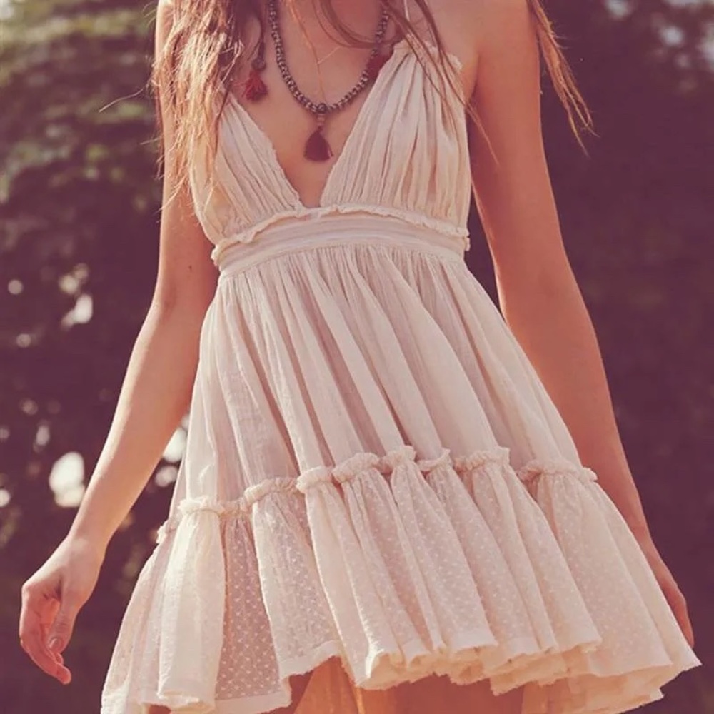 Kawaii Soft Girl Cottage Core Pink Halter Dress